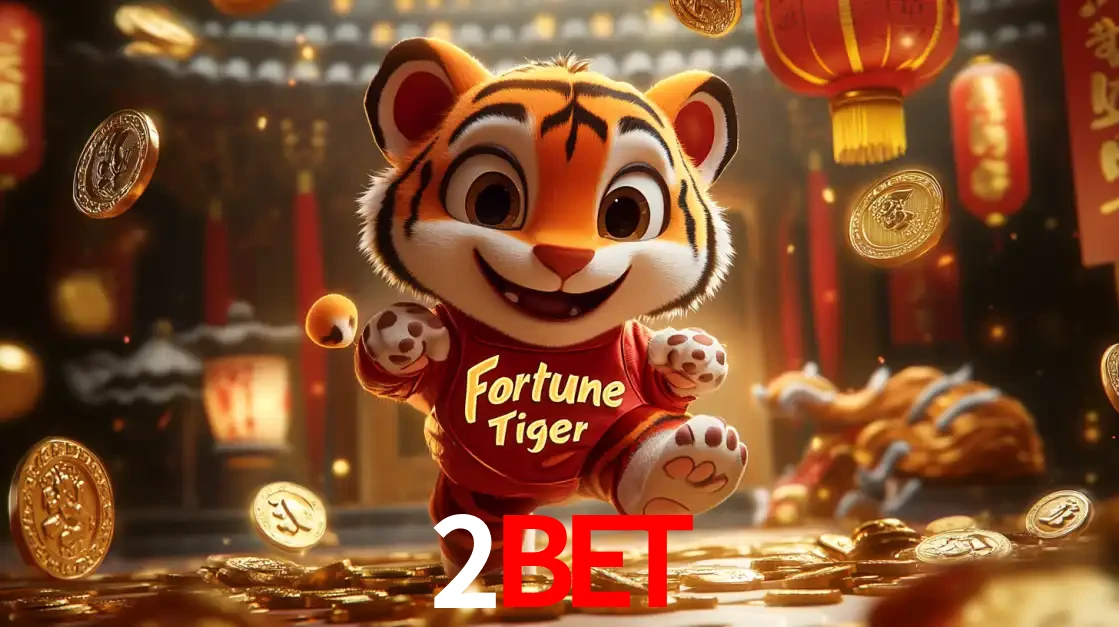 O alegre personagem do Fortune Tiger correndo sobre um caminho de moedas de ouro, simbolizando os grandes prêmios e a diversão do popular jogo de slot do 2BET.