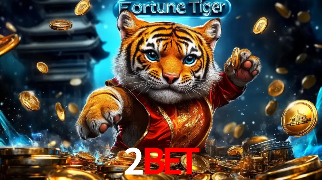 Imagem promocional do jogo de slot Fortune Tiger, com um tigre majestoso em traje tradicional cercado por uma fortuna em moedas de ouro, disponível agora no cassino 2BET.