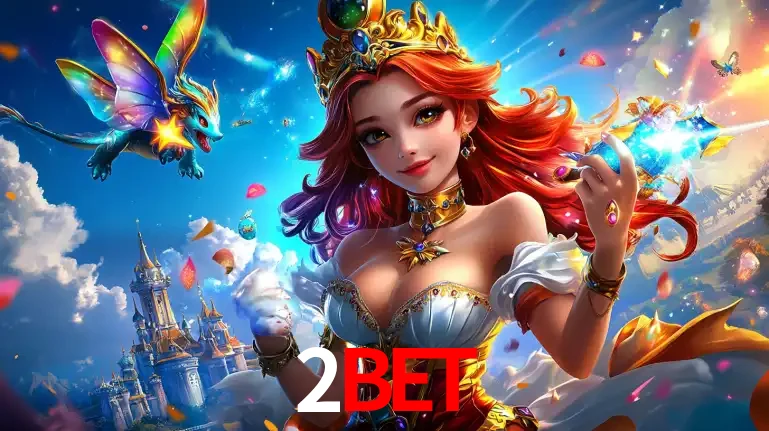 A princesa de um reino de fantasia mágico, com seu pequeno dragão, apresentando um mundo de prêmios encantados nos jogos de caça-níqueis do cassino 2BET.
